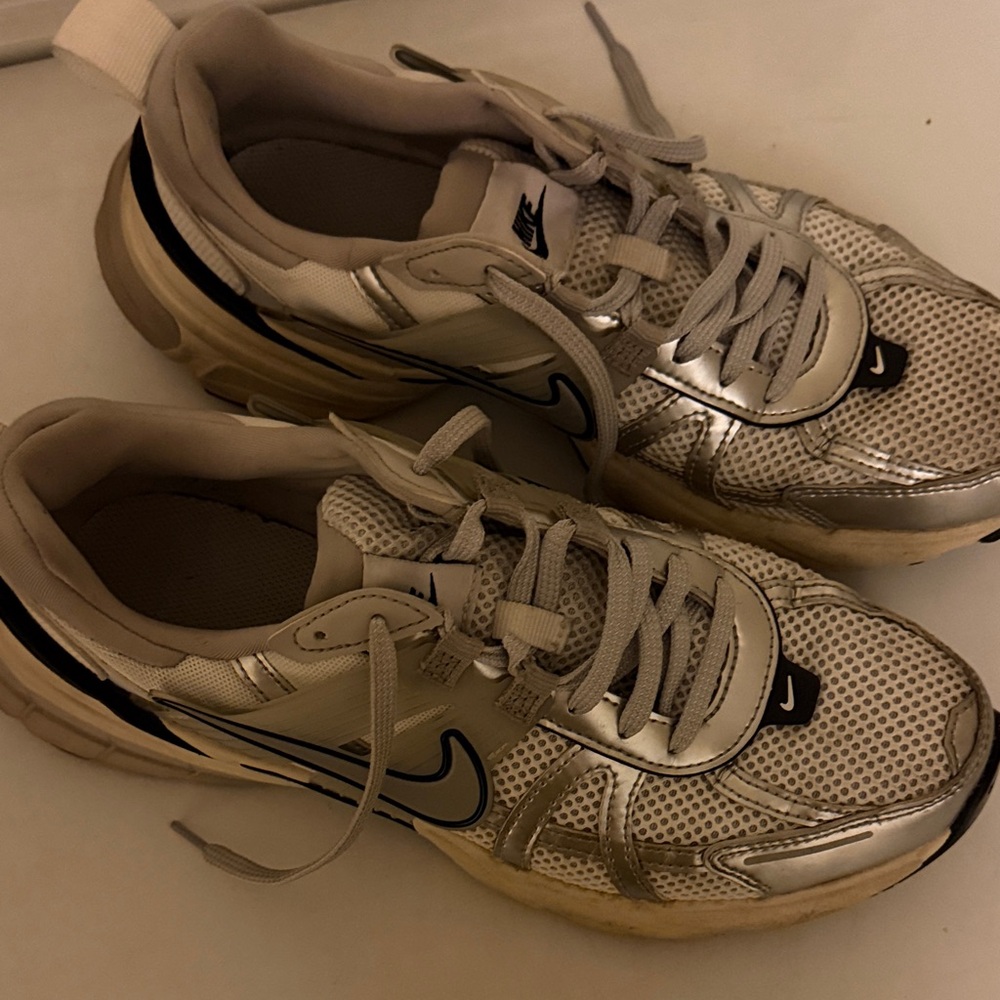 Nike Cream and Black Athletic Shoes